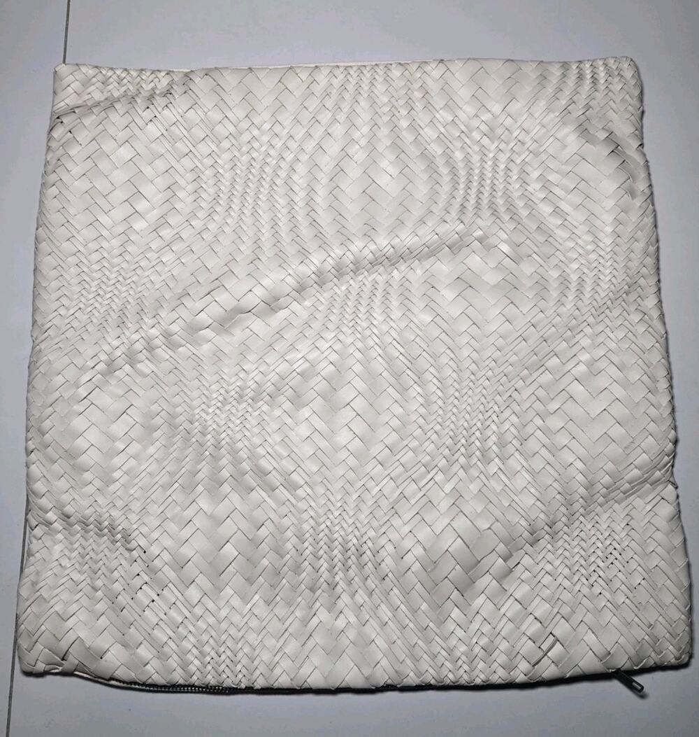 CB2 Flow Leather Throw Pillow Oak 18x18in